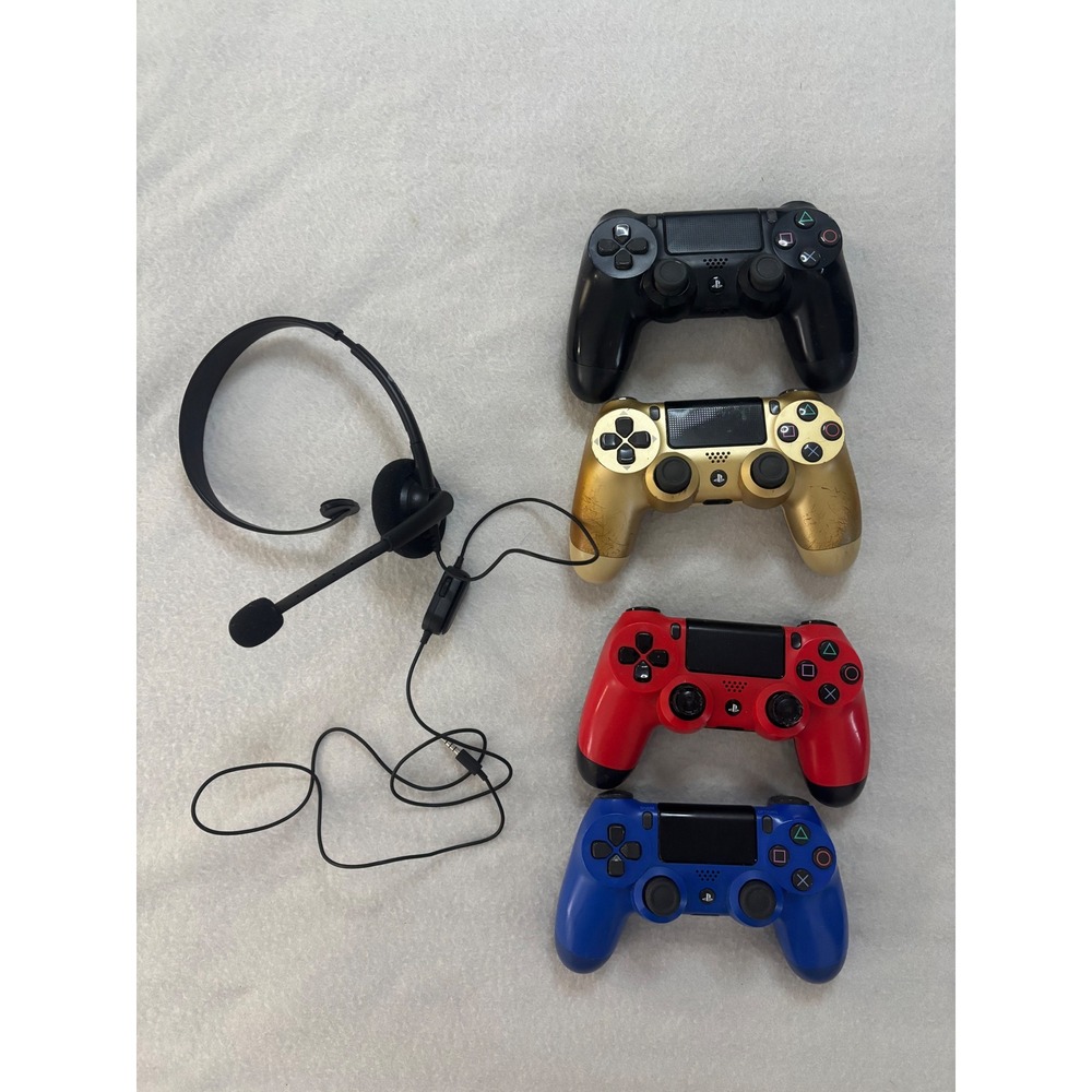 Sony PlayStation 4 DualShock 4 Controller Bundle 4 Pack with Wired Headset PS4